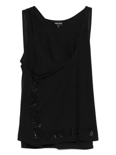 Giorgio Armani Sequin-embellished Sleeveless Top In Black
