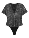 Giorgio Armani Sequin-embellished V-neck Bodysuit In Black