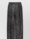Giorgio Armani Single-pleat Jersey Trousers With A Flocked Print And Sequins In Black