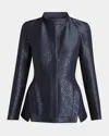 Giorgio Armani Sequin Jacquard Single-breasted Evening Jacket In Blue