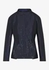 Giorgio Armani Tailored Jacket Sequin Embellishments In Blue