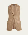 Giorgio Armani Sequined Houndstooth Single-breasted Vest In Brown