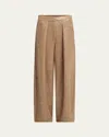 Giorgio Armani Single-pleat Jersey Trousers With A Flocked Print And Sequins In Brown
