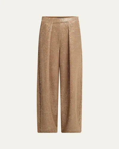 GIORGIO ARMANI SEQUINED JERSEY PLEATED TROUSERS