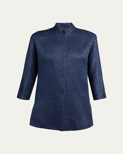 Giorgio Armani Sequined Single-breasted Blazer In Blue