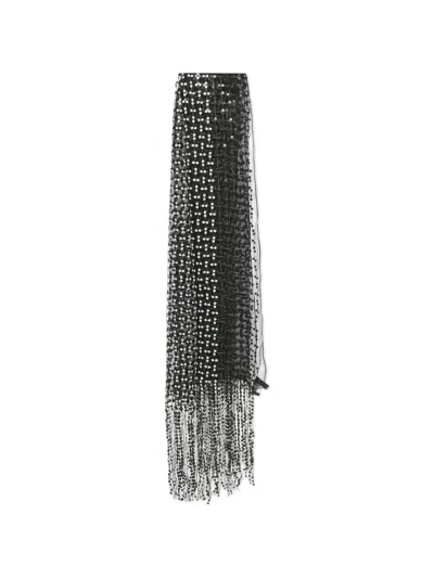 Pre-owned Giorgio Armani Sequins Fringe Scarf In White