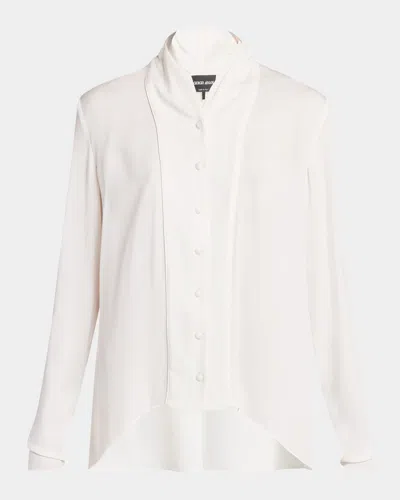 Giorgio Armani Shawl-collar Silk Georgette Blouse
