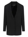 Giorgio Armani Glitter Silk-cady Single-breasted Jacket In Black