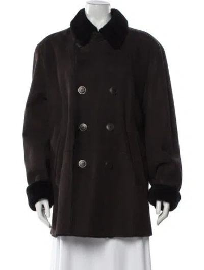 Pre-owned Giorgio Armani Shearling Fur Coat In Brown