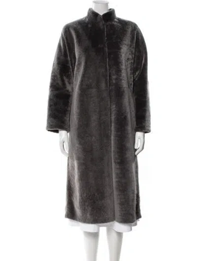 Pre-owned Giorgio Armani Shearling Fur Coat In Gray
