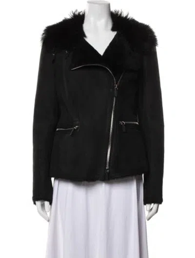 Pre-owned Giorgio Armani Shearling Fur Jacket In Black