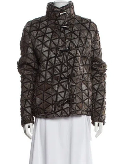 Pre-owned Giorgio Armani Shearling Printed Fur Jacket In Brown