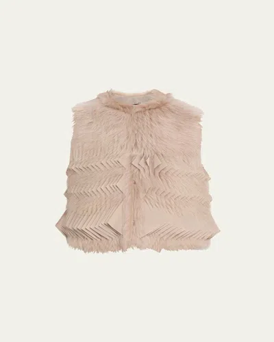Giorgio Armani Shearling Silk Vest In Pink