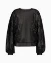 Giorgio Armani Sheer Interlock Shirt With Swarovski Embroidery In Black