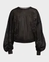 Giorgio Armani Sheer Interlock Shirt With Swarovski Embroidery In Black