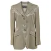 Giorgio Armani Sheered Stripe Single-breasted Blazer In Beige Polyester In Beige