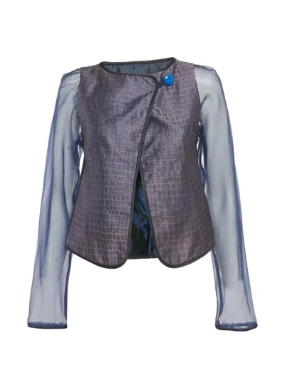 Pre-owned Giorgio Armani Sheer-sleeve Jacket In Purple