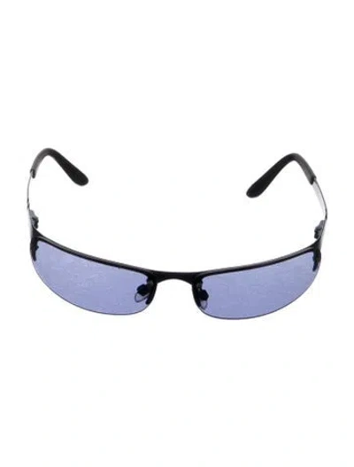 Pre-owned Giorgio Armani Shield Tinted Sunglasses In Blue
