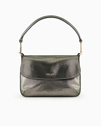 Giorgio Armani Shimmering Nubuck Small Baguette Bag  La Prima Soft In Black