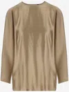 Giorgio Armani Golden Shiny Effect Silk Top In Brown