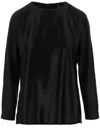 Giorgio Armani Shiny Effect Silk Sweatshirt With Crew Neck And Back Zipper Closure In Black