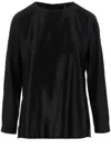 Giorgio Armani Shiny Effect Silk Sweatshirt With Crew Neck And Back Zipper Closure In Black