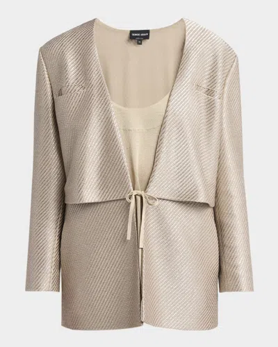 Giorgio Armani Giacca Jersey Jacquard In Neutral