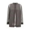 Giorgio Armani Collared Shirt And Sheer Sleeveless Top Set In Green
