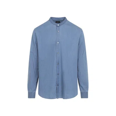 Giorgio Armani Long Sleeve Shirt In Blue