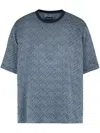 Giorgio Armani T-shirt Shirt In Chevron-print Silk In Black