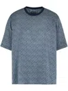 Giorgio Armani T-shirt Shirt In Chevron-print Silk In Black Iris