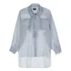 Giorgio Armani Scarf-detail Organza Shirt In Blue