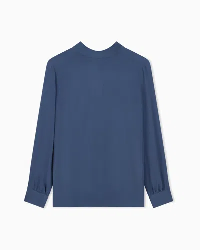 Giorgio Armani Shirt Cashmere Regular Fit Silk Triple Georgette In Blue
