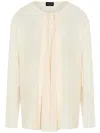 Giorgio Armani Silk Draped Shirt Front Pleats