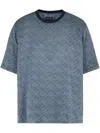 Giorgio Armani T-shirt Shirt In Chevron-print Silk In Black