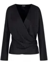 Giorgio Armani Camicia In Doppio Raso Di Seta In Black