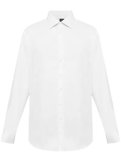 Giorgio Armani Tailored Cotton Twill Shirt With French Collar In White