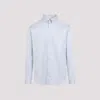 Giorgio Armani Fitted Long Sleeve Lapel All-over Striped Casual Shirt In Cosmic Sky