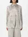 Giorgio Armani Printed Silk Satin Shirt In Grey