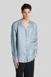 Giorgio Armani Shirt In Blue Silk In Blue