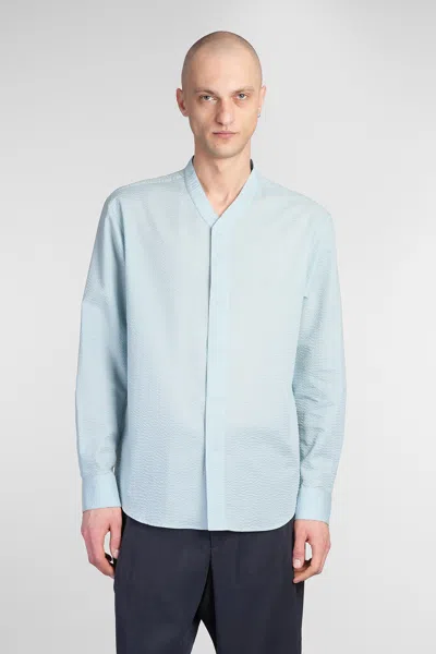 Giorgio Armani Shirt In Cyan Cotton In Blue