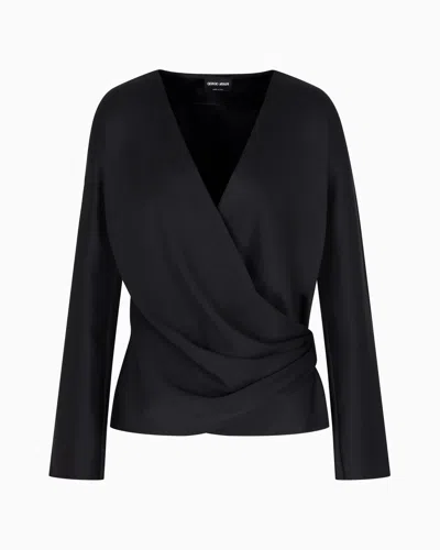 Giorgio Armani Shirt In Double-sided Silk Satin In Black
