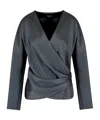 Giorgio Armani Shirt In Double-sided Silk Satin In Black