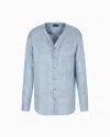 Giorgio Armani Shirt In Printed Silk Twill In Blue