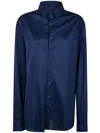Giorgio Armani Cotton Shirt In Insigna Blue