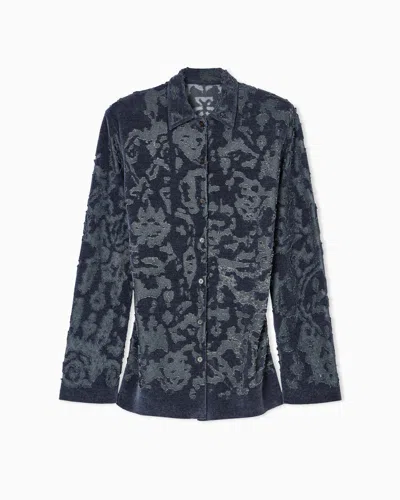 Giorgio Armani Shirt Jacket In Devoré Fabric In Gray