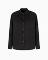 Giorgio Armani Shirt Jacket In Lyocell And Linen Canvas In Black