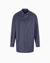 Giorgio Armani Shirt Jacket In Micro Chevron Virgin Wool In Blue