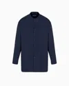 Giorgio Armani Shirt Jacket In Pure Virgin Wool Canvas In Blue