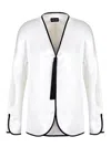 Giorgio Armani Tassel Silk Blouse With Contrast Tipping In White